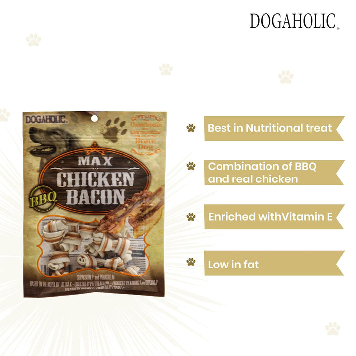 Dogaholic Chicken Bacon Bone Bbq Dog Treat - 10 Pieces