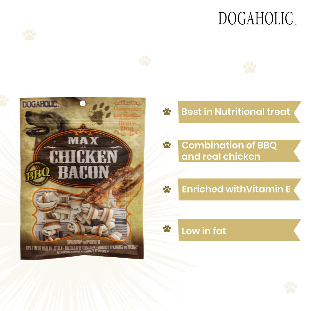 Dogaholic Chicken Bacon Bone Bbq Dog Treat - 10 Pieces