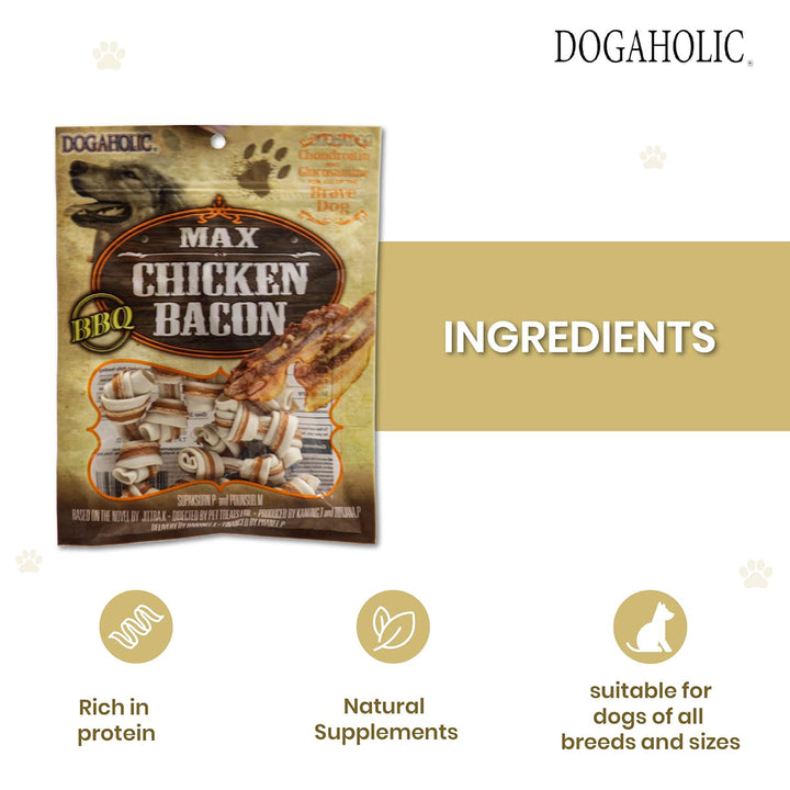 Dogaholic Chicken Bacon Bone Bbq Dog Treat - 10 Pieces