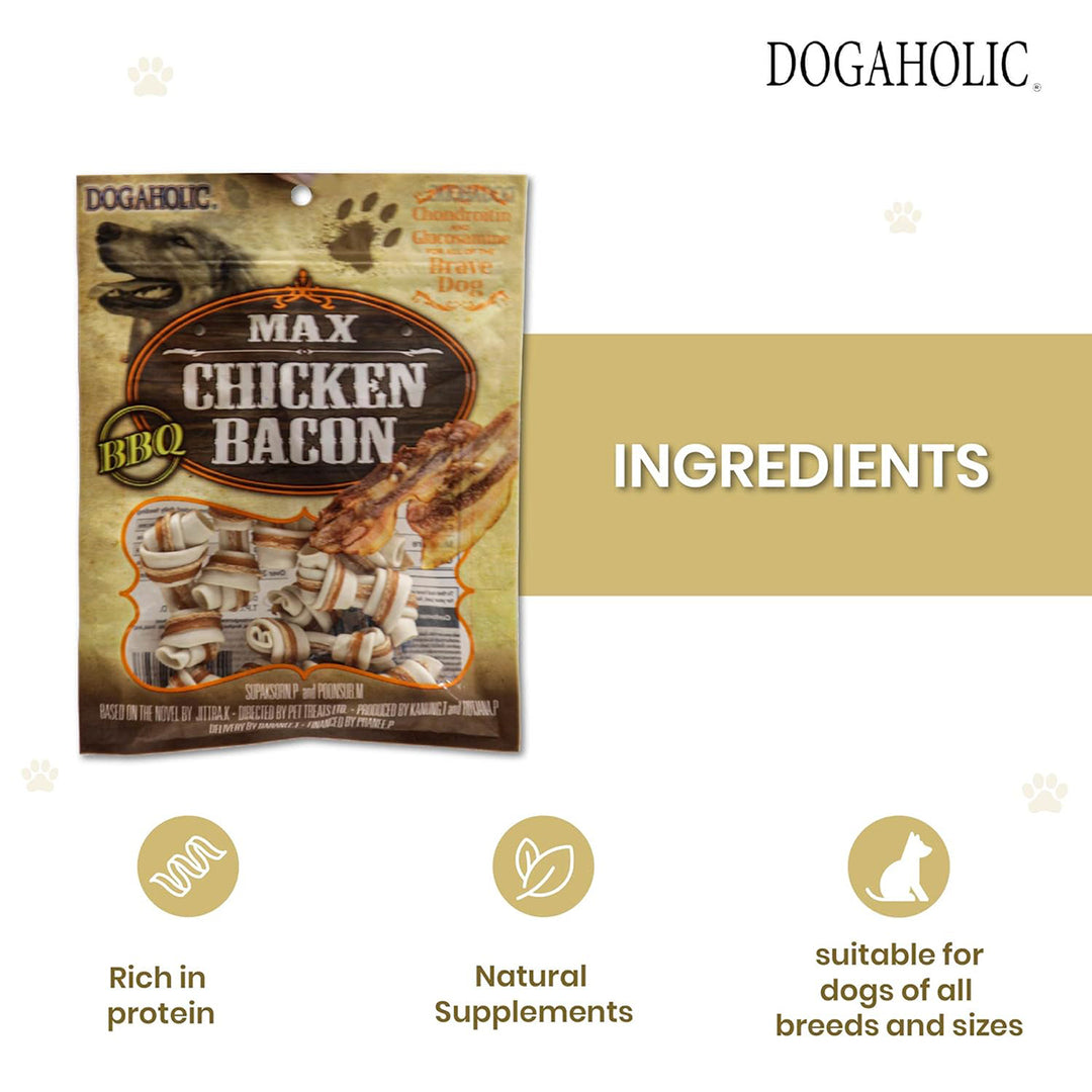 Dogaholic Chicken Bacon Bone Bbq Dog Treat - 10 Pieces