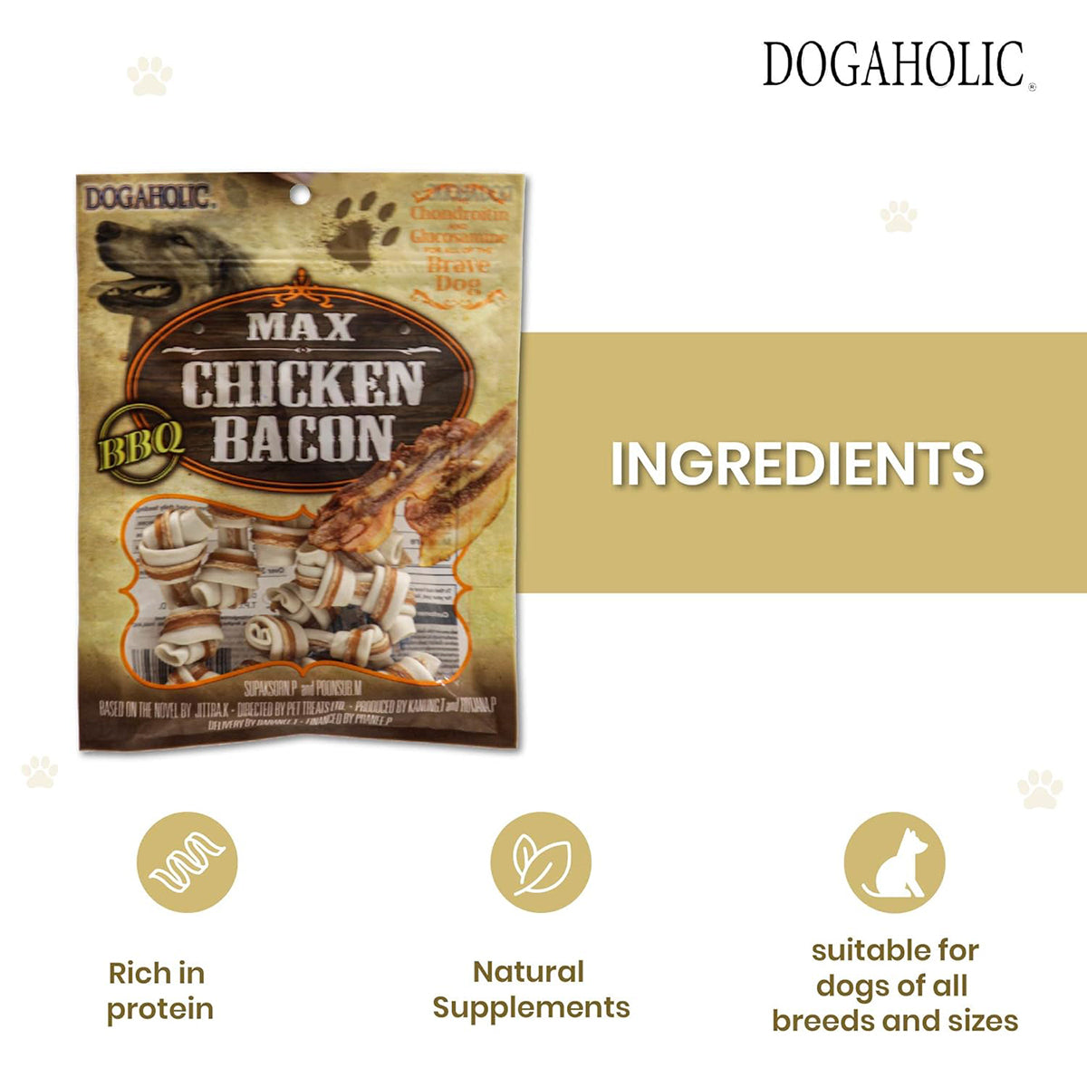 Dogaholic Chicken Bacon Bone Bbq Dog Treat - 10 Pieces