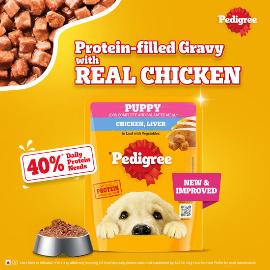 Pedigree Puppy Chicken Liver in Loaf with Vegetables - Wet Dog Food - All Breeds - 70g