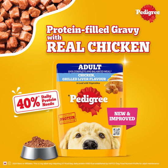 Pedigree Adult Chicken Grilled Liver in Loaf with Vegetables - Wet Dog Food - All Breeds - 70g