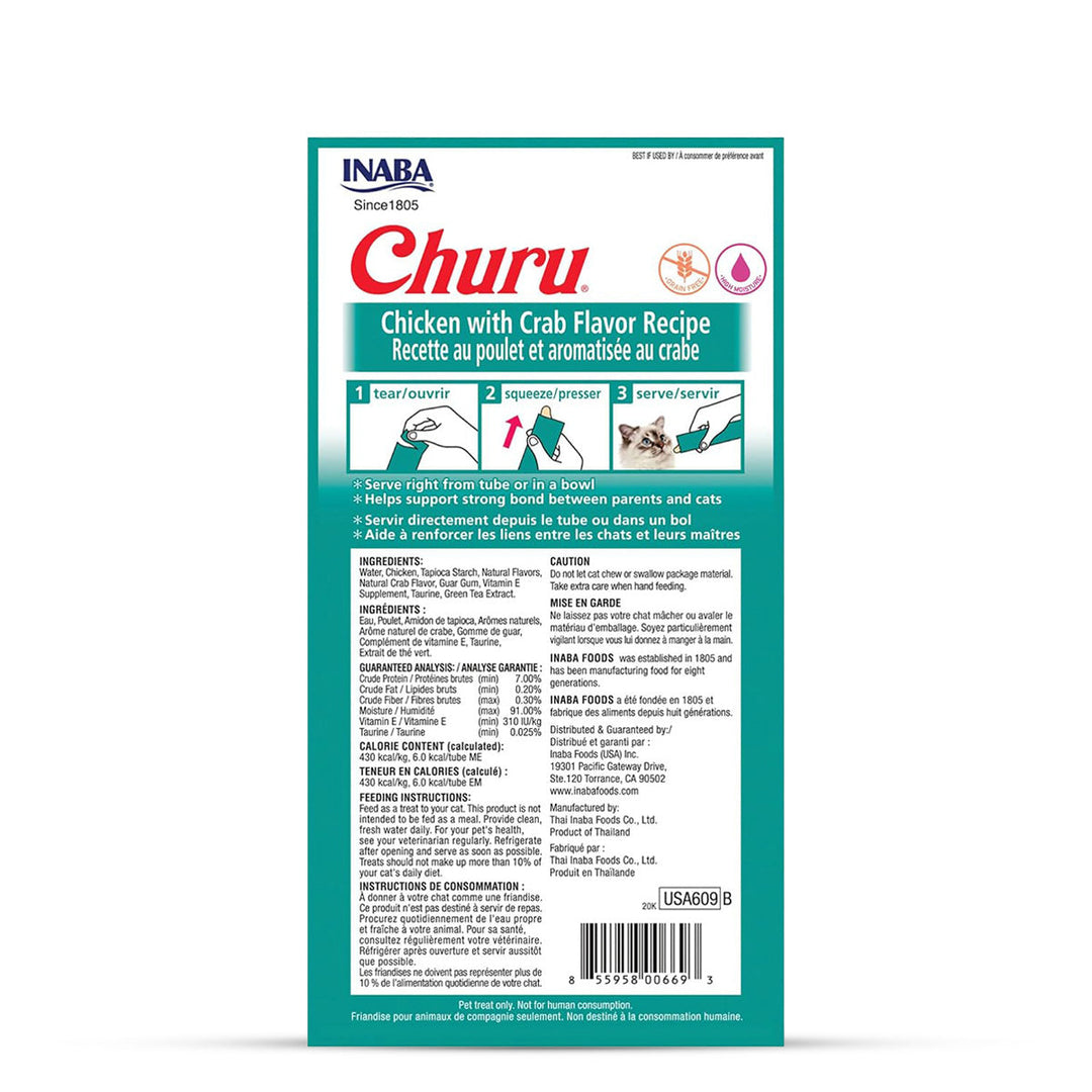 Inaba Churu Chicken With Crab Flavour Recipe Puree Cat Treat - 56g