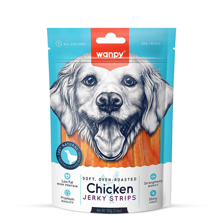 Wanpy Chicken Jerky Strips Dog Treat - 100g