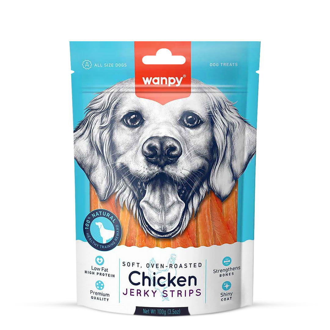Wanpy Chicken Jerky Strips Dog Treat - 100g