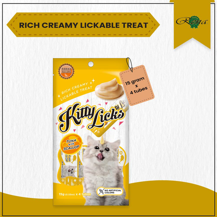 Rena Kitty Licks Tuna With Scallop Cat Treat - 60g tubes