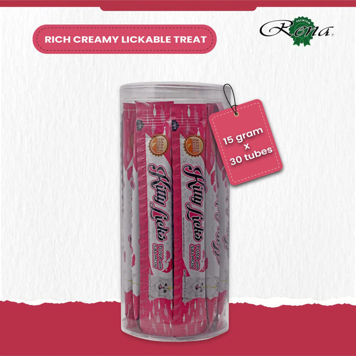 Kitty Licks Tuna With Salmon Cat Treat – 15g × 30 Tubes