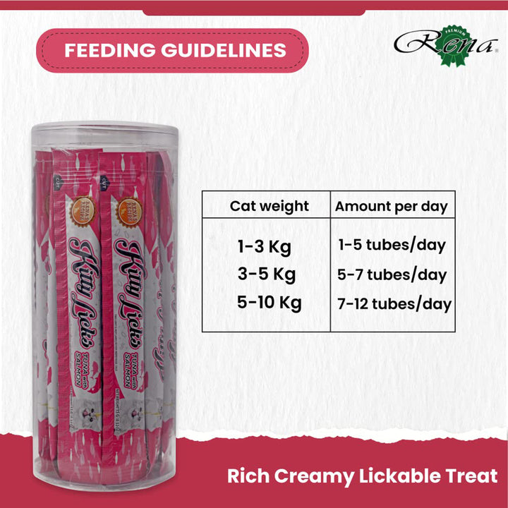 Kitty Licks Tuna With Salmon Cat Treat – 15g × 30 Tubes