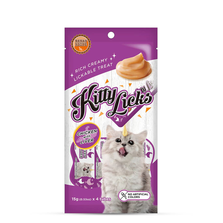 Rena Kitty Licks Chicken Liver Cat Treat - 15g x 4 Tubes