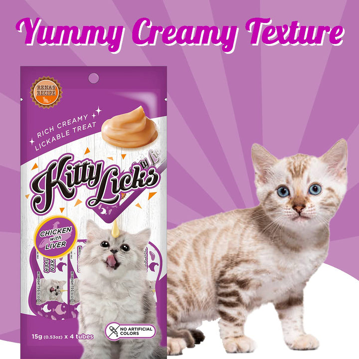 Kitty Licks Chicken Liver Cat Treat – 15g × 30 Tubes