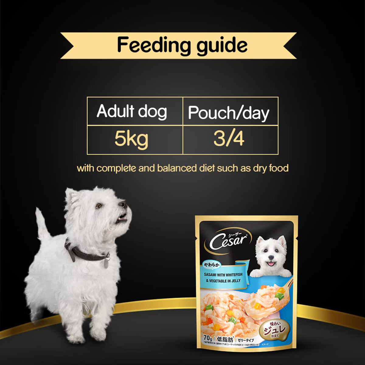 Cesar Sasami with Whitefish & Vegetables in Jelly Wet Dog Food - All Breed Adult - 70g