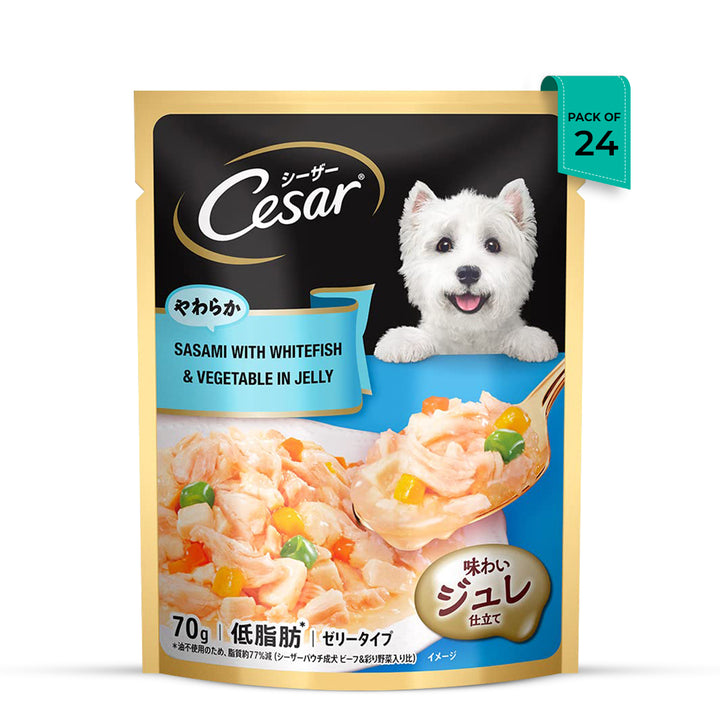 Cesar Sasami with Whitefish & Vegetables in Jelly Wet Dog Food - All Breed Adult - 70g