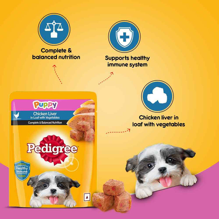 Pedigree Puppy Chicken Liver in Loaf with Vegetables - Wet Dog Food - All Breeds - 70g