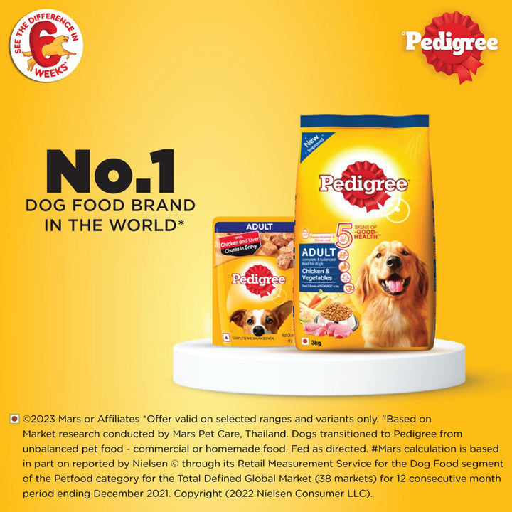Pedigree Adult grilled Liver Chunks In Gravy With Vegetables - Wet Dog Food - 70g