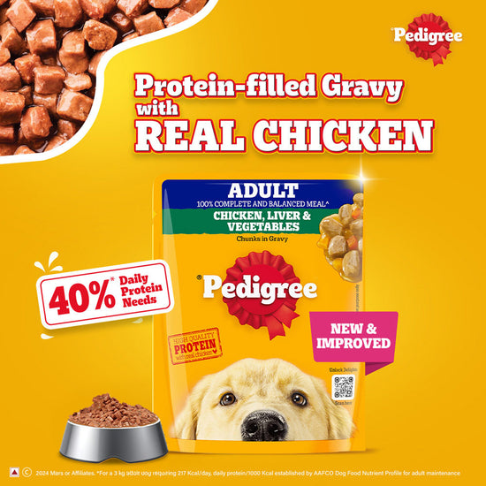 Pedigree Adult Grilled Liver Chunks In Gravy With Vegetables - Wet Dog Food - 70g