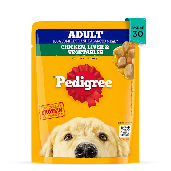 Pedigree Adult Grilled Liver Chunks In Gravy With Vegetables - Wet Dog Food - 70g
