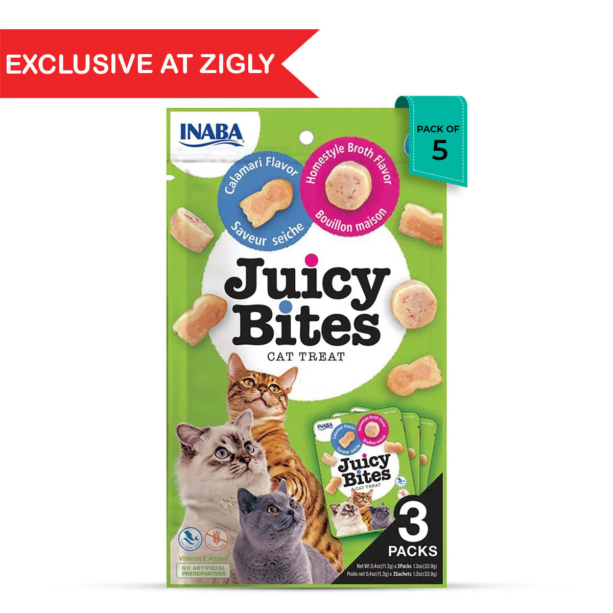 Inaba Juicy Bites Homestyle Broth N Calamari Flavor Cat Treat - 33.9gm