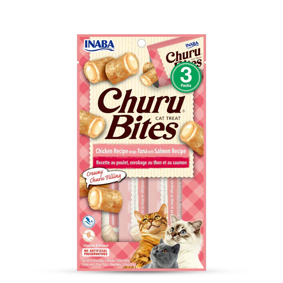 Inaba Churu Bites Tuna With Salmon Chicken Recipe Wraps Cat Treat - 30g