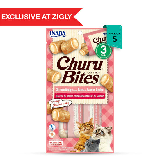 Inaba Churu Bites Tuna With Salmon Chicken Recipe Wraps Cat Treat - 30g