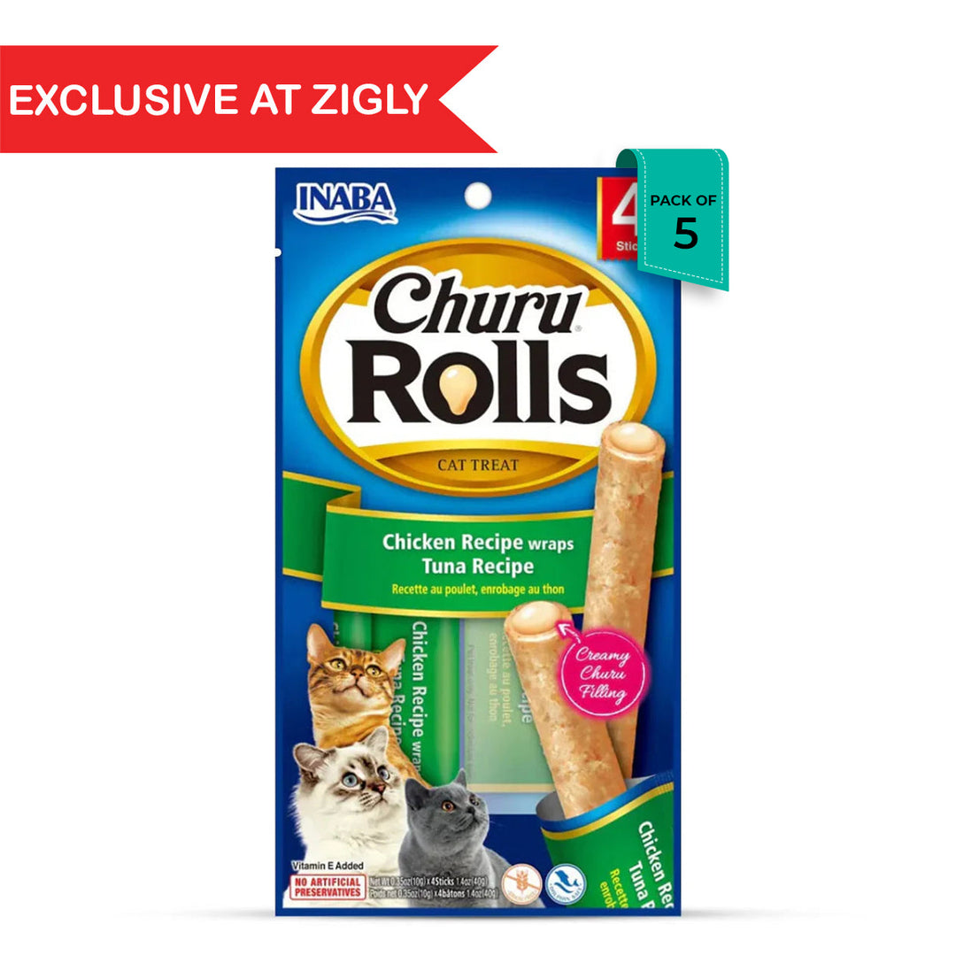 Inaba Churu Rolls Chicken Recipe Wraps Tuna Recipe Cat Treat - 96gm