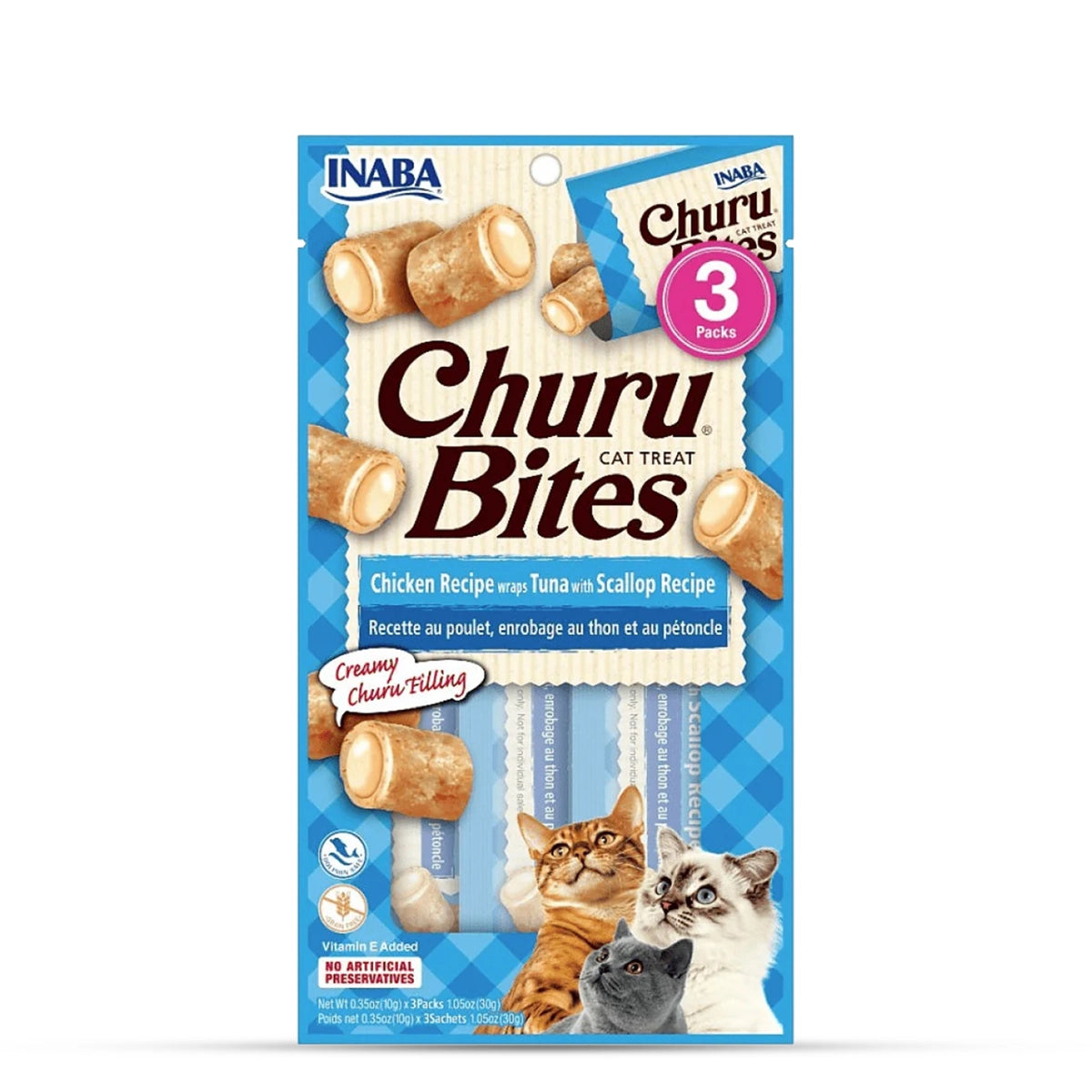 Inaba Churu Rolls Chicken Recipe Wraps Tuna With Scallop Cat Treat - 96g