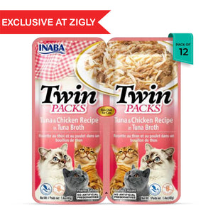 Inaba Twin Packs tuna and chicken cat food in tuna broth, pack of 12, exclusive at Zigly