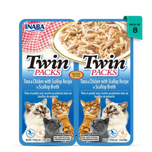Inaba Cat Twin Packs Tuna With Chicken N Scallop Wet Cat Food - All Breeds and Life Stages - 80g