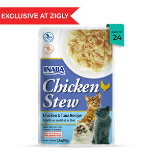 Inaba Chicken Stew chicken and tuna cat food pack of 24 exclusive at Zigly with no artificial preservatives