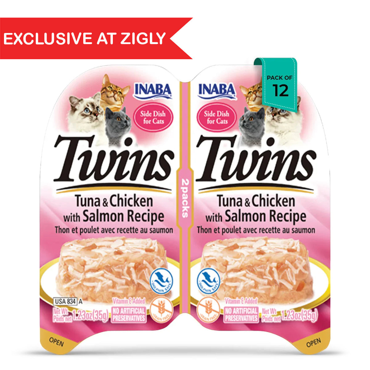 Inaba Twins Tuna & Chicken with Salmon recipe cat food pack of 2 exclusive at Zigly