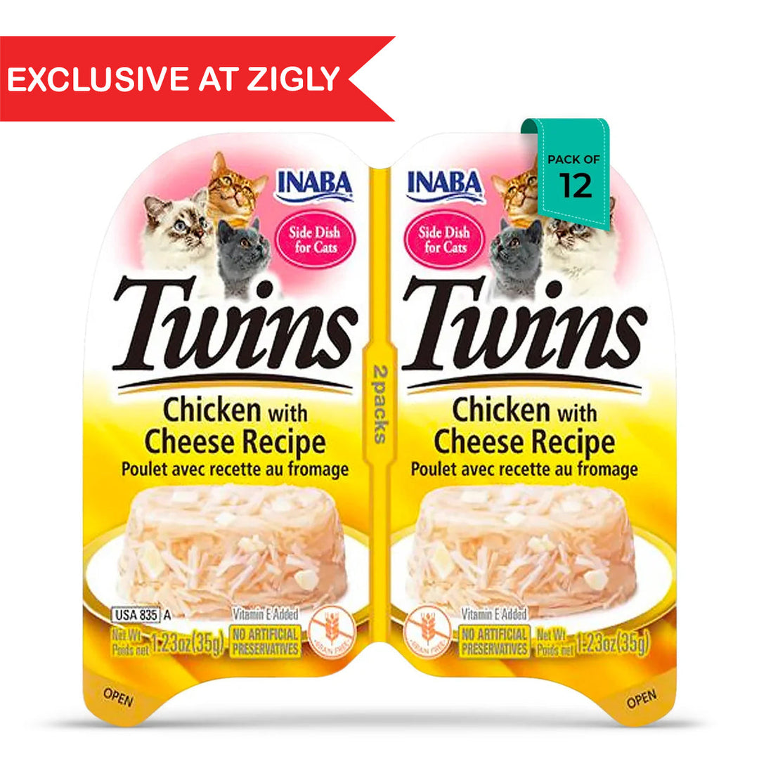 Inaba Twins chicken with cheese cat food side dish, pack of 12, exclusive at Zigly