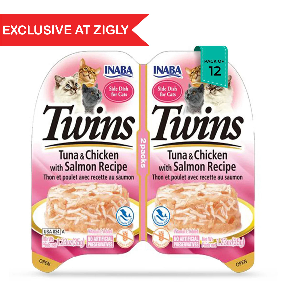 Inaba Twins cat food tuna and chicken with salmon recipe side dish pack of 12 exclusive at Zigly