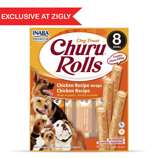 Inaba Churu Roll Dog Chicken Recipe Wraps Chicken Recipe Meaty Dog Treat - 96gm