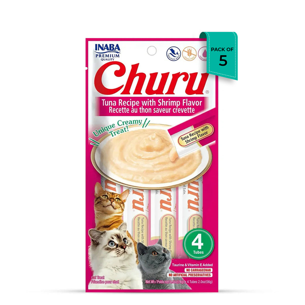 Inaba Churu Tuna Recipe With Shrimp Flavor Creamy Meaty Cat Treat - 42gm