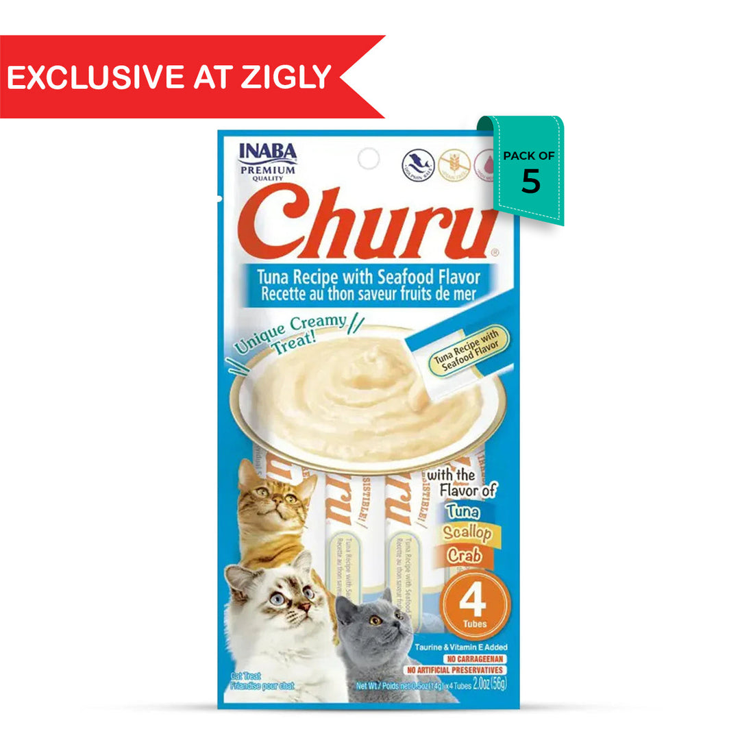Inaba Churu Tuna Recipe With Seafood Flavor Creamy Meaty Cat Treat - 42gm