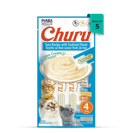 Inaba Churu Tuna Recipe With Seafood Flavor Creamy Meaty Cat Treat - 42gm