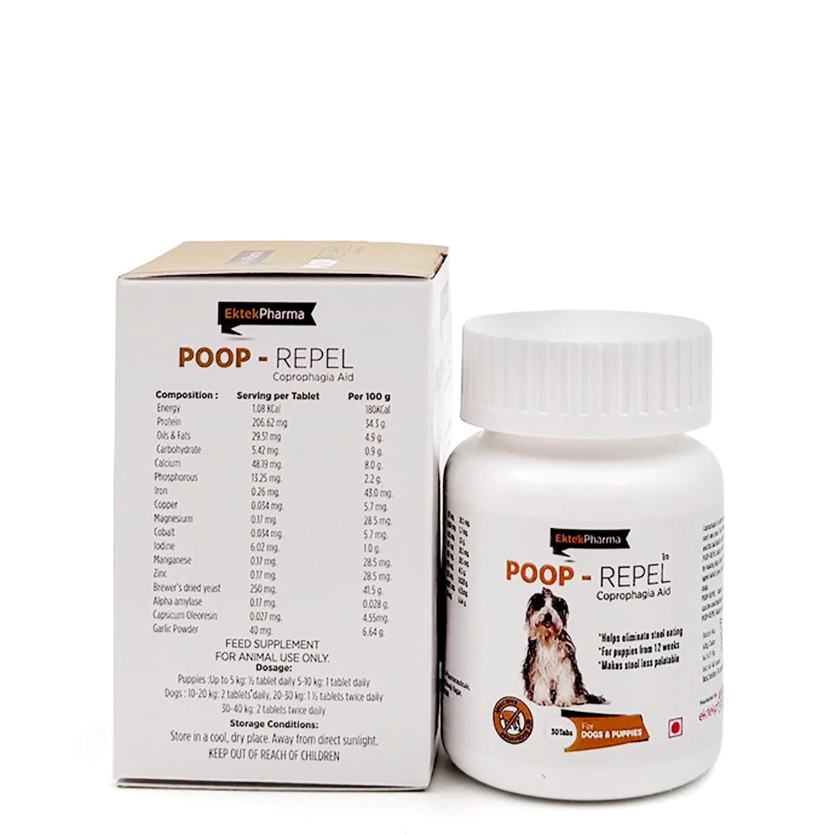 Poop Repel Tablets Coprophagia Aid for Dogs & Puppies - 30 Tablets