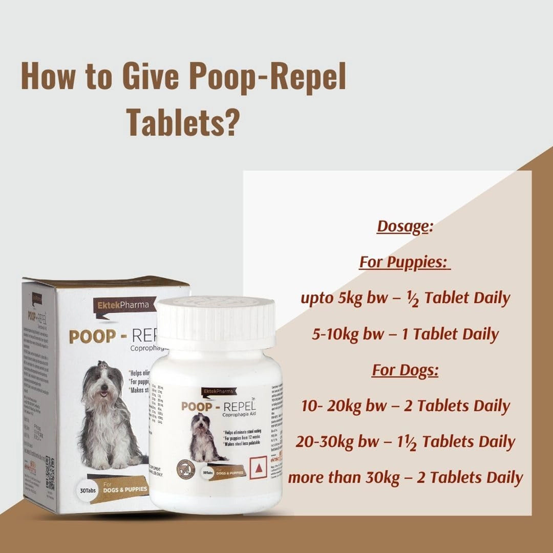 Poop Repel Tablets Coprophagia Aid for Dogs & Puppies - 30 Tablets