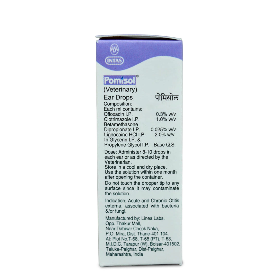 Intas Pomisol Ear Drops For Dog & Cat - 15ml