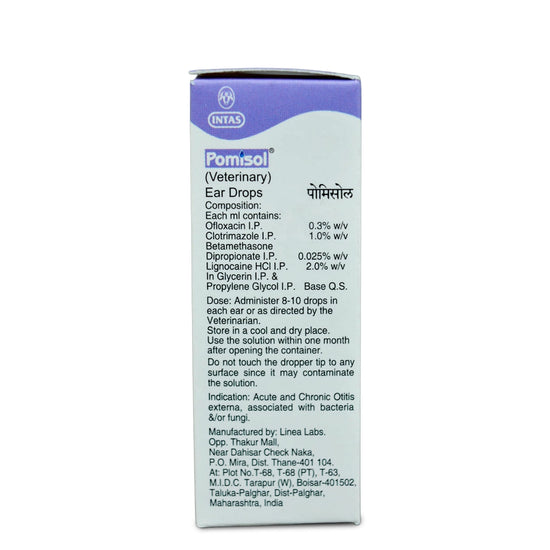 Intas Pomisol Ear Drops For Dog & Cat - 15ml