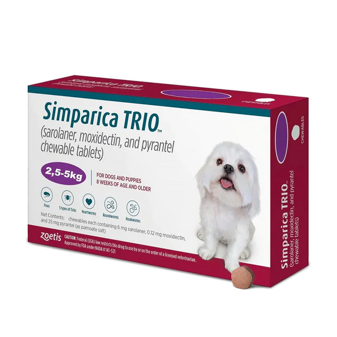 Zoetis Simparica TRIO Chewable Tablets for Dogs - 2.6 - 5kg