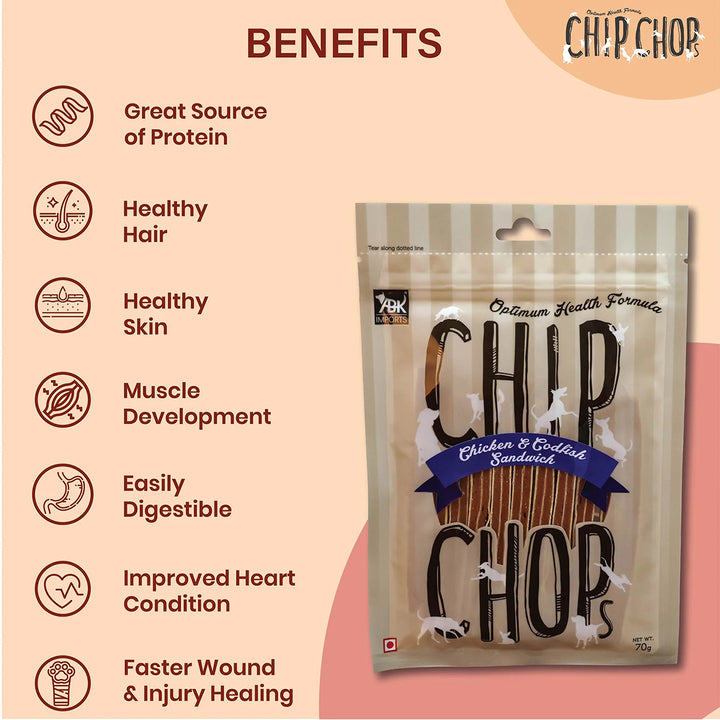 Chip Chops Chicken And Codfish Sandwich Dog Treat - 250g