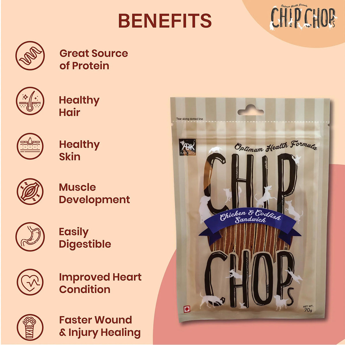 Chip Chops Chicken And Codfish Sandwich Dog Treat - 250g