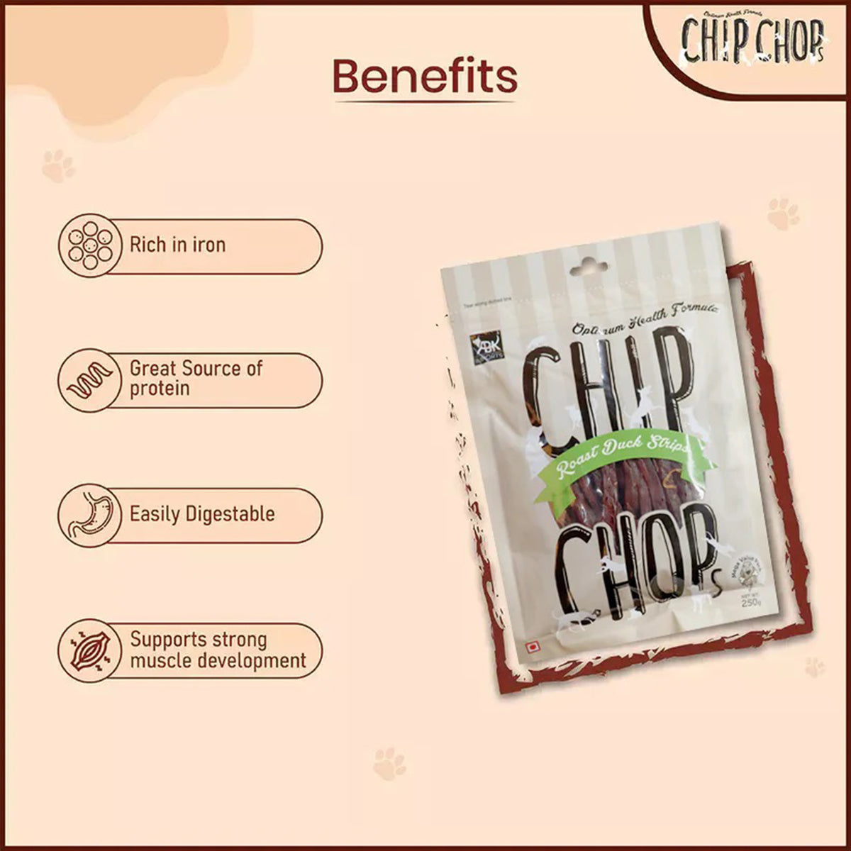 Chip Chops Roast Duck Strips Dog Treat - 250g