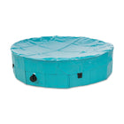 Zigly blue round inflatable bathtub with cover and valve for easy filling and draining