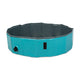 Zigly portable foldable pet pool in blue and black with drain valve for outdoor use