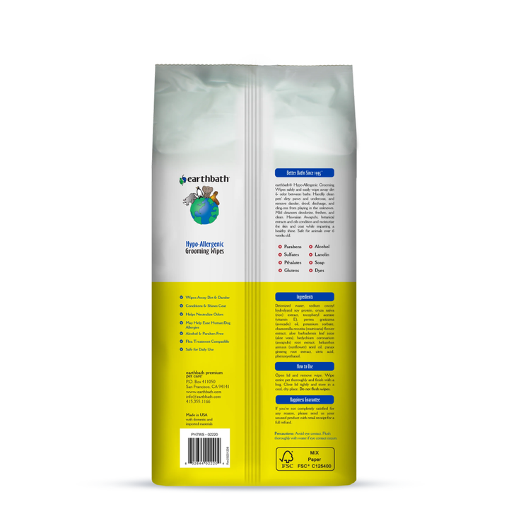 Earthbath All Natural Hypo-Allergenic and Fragrance-Free Grooming Wipes - 100 Wipes