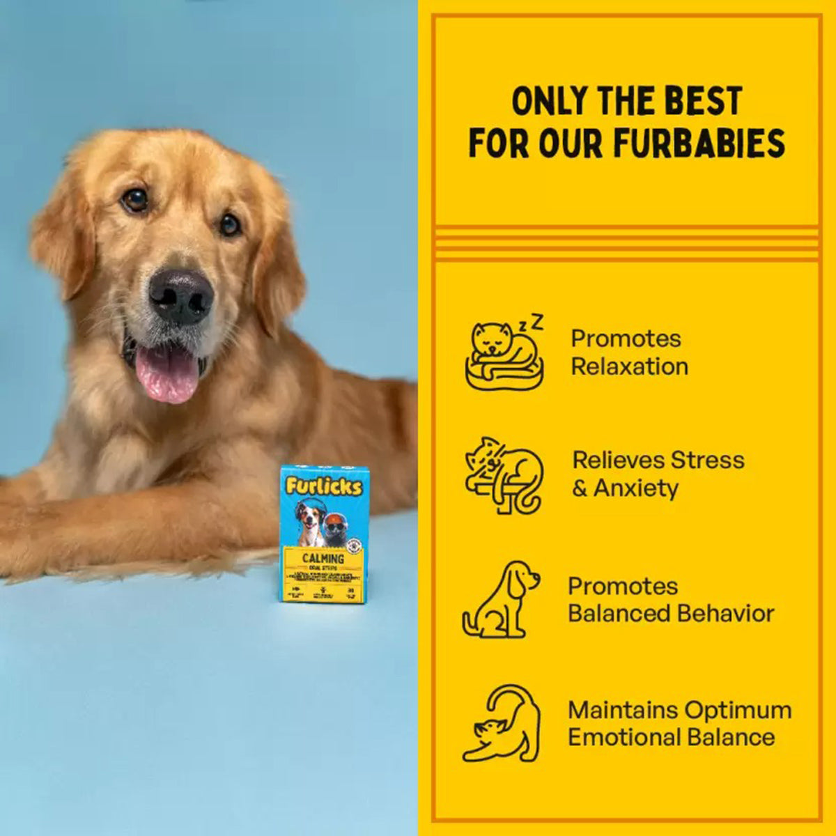 Furlicks Calming Aid Oral Strips for Dogs & Cats – Mixed Fruit Flavour