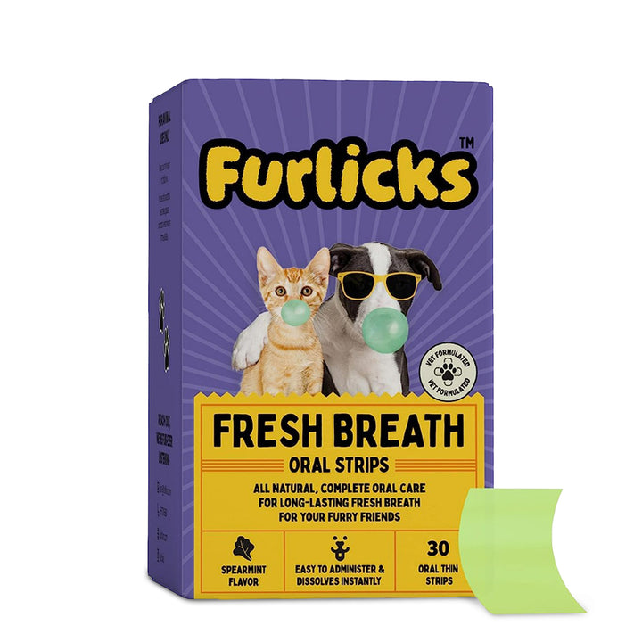 Furlicks Fresh Breath Oral Strips for Dogs & Cats – Spearmint Flavour