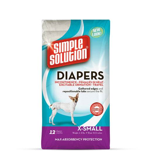 Simple Solution Disposable Diapers for Dogs - XS - 23-36cm - 12 Diapers
